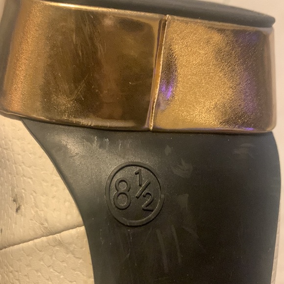 Mossimo Women's Textured White Black Peep Toe Platform Heels Size 8.5 - Picture 14 of 15